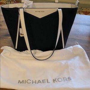 Authentic MK Tote Black/Optic White NWT